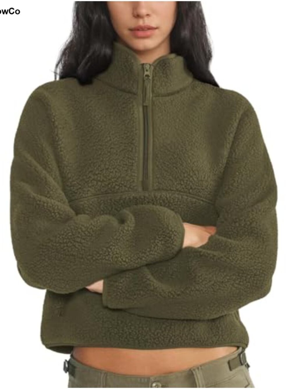 Womens Quarter Zip Fleece Pullover Sherpa Sweatshirt Warm Jacket